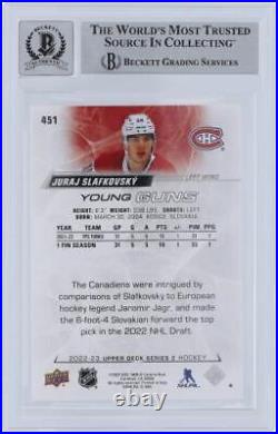 Juraj Slafkovsky Canadiens Signed 2022-23 Upper Deck Series 2 BAS 10 Rookie Card