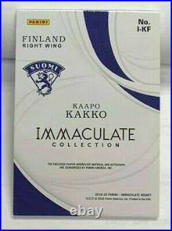 Kaapo Kakko 2019-20 Panini Immaculate Collection Gold RPA K Patch RC Auto /35