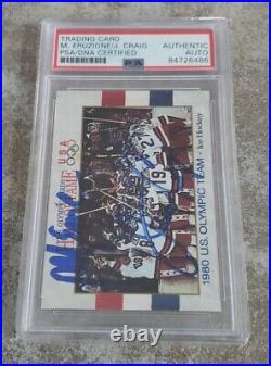 Mike Eruzione Jim Craig Autographed Olympic Hall Of Fame Card Miracle On Ice Psa