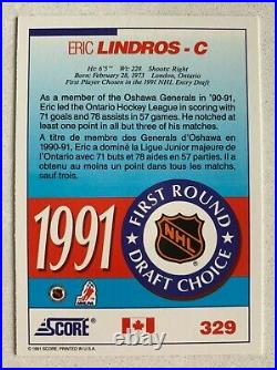 NHL ERIC LINDROS 1991 Score First Round Draft Rookie Hockey Trading CARD #329
