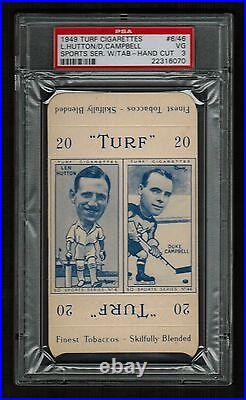 PSA 3 LEN HUTTON & DUKE CAMPBELL 1949 Turf Cigarette Card COMPLETE WITH TABS