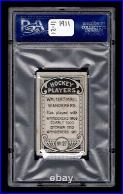 PSA 3 WALTER SMAILL 1911 C55 Hockey Card #27 (RIGHT HAND on STICK) CENTERED