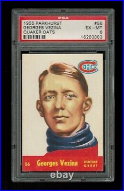 PSA 6 GEORGES VEZINA 1955 QUAKER OATS Hockey Card (Only One Card Graded Higher)