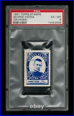 PSA 6 GEORGES VEZINA 1961 Topps Gum Stamp (2nd Highest Ever Graded) CENTERED