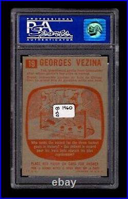 PSA 8 GEORGES VEZINA 1960 Topps Hockey Gum Card #19 CENTERED