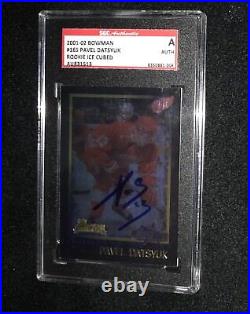 Pavel Datsyuk Signed 2001/02 Bowman Young Stars Ice Cubed Rookie Card #165 Sgc
