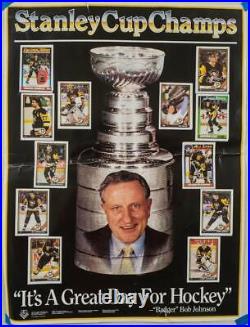Pittsburgh Penguins 1991 Badger Bob Stanley Cup Champs Poster w Card Stickers hk