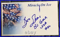 Set Of (7) autographed Miracle on Ice USA Olympic Hockey 1980 Index Cards Gold