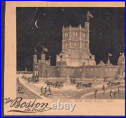 St Paul Ice Palace 1887 MN The Boston Clothing Store Night Victorian Trade Card