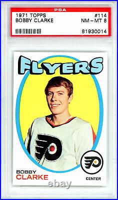 Topps 1971 Bobby Clarke #114 PSA 8 Philadelphia Flyers NHL Hockey