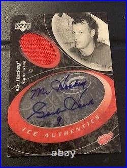 Vintage Gordie Howe Match Worn Jersey Signed Plastic Hockey Card Very Rare