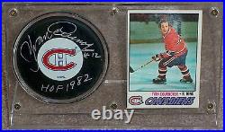 YVAN COURNOYER Signed CANADIENS PUCK & CARD DISPLAY